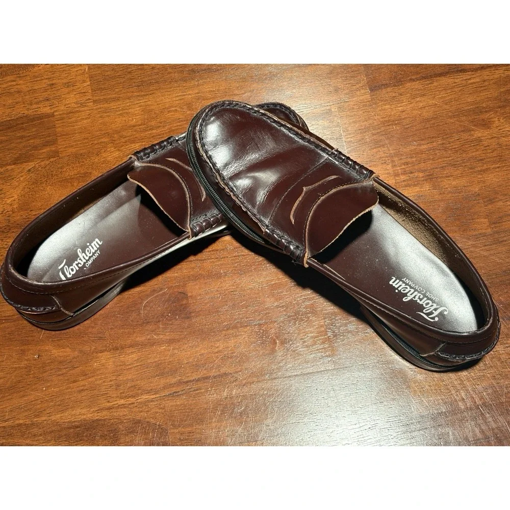 Florsheim Penny Loafer Black Leather‎ Shoes Slip-On Leather Moc Toe Mens 9.5D